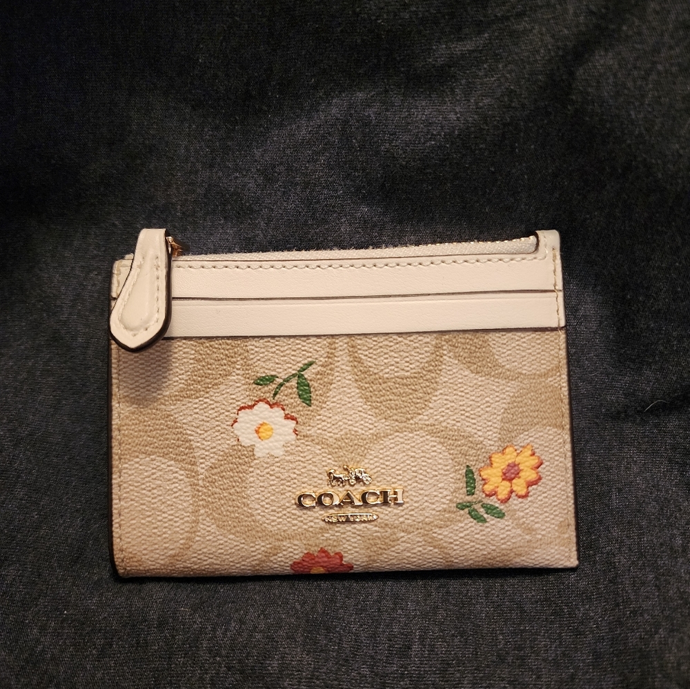 Coach mini skinny id case- ditsy print